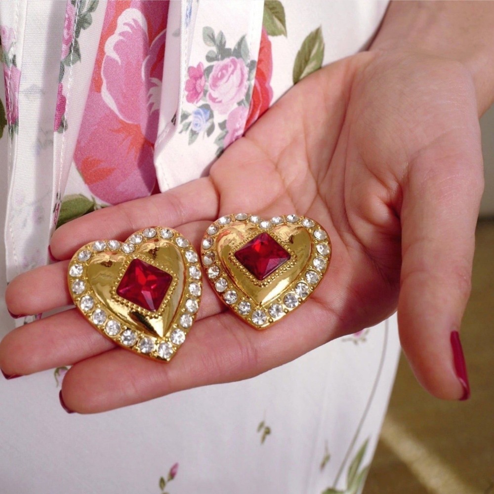 Frasier Sterling Women's For Love & Lemons Ruby Heart Earrings Gold OS $48